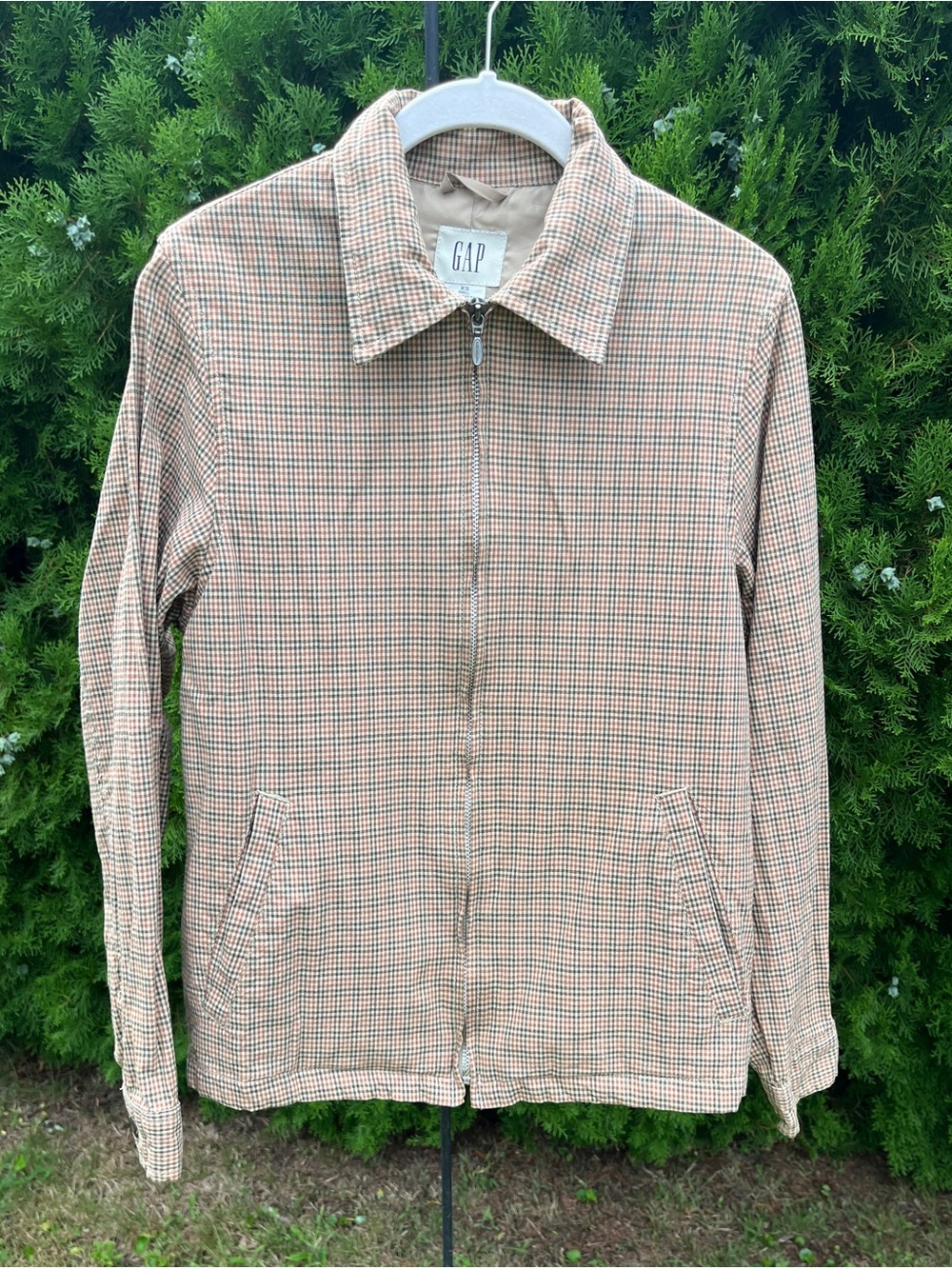 Vintage Y2K GAP Plaid Zip Jacket in Tan, Brown & Cream